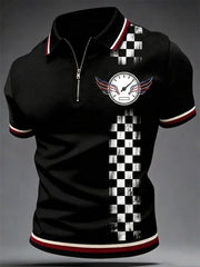 Herren-Kurzarm-T-Shirt mit Tachometer-Flügel mit Reiß verschluss für moderne Kultur