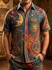 Herrenhemd im Vintage-Hippie-Design mit Musterdruck