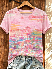 Frauen Brustkrebs Abstraktes Ölgemälde Kunstdruck Kurzarm T-Shirt