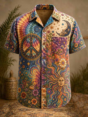 Herrenhemd im Vintage-Hippie-Design mit Musterdruck