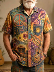 Herrenhemd im Vintage-Hippie-Design mit Musterdruck