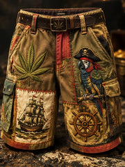 Herren Papageien blatt Boot Dark Art Print Freizeit shorts