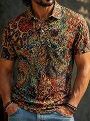 Herren Retro Abstrakter Kunstdruck Casual Polo Shirt