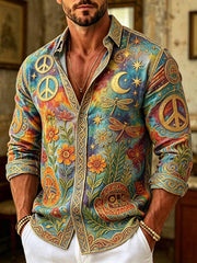 Herrenhemd im Vintage-Hippie-Design mit Musterdruck