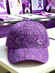 Unisex Lila Blumen-und Kolibri druck Alzheimer-Bewusstseins unterstützung hut