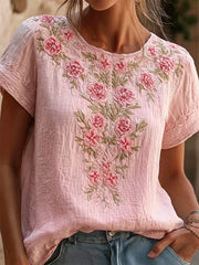 Frauen Brustkrebs rosa Blumen drucken lässig T-Shirt