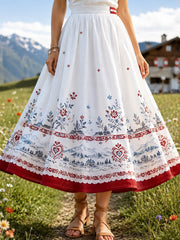 Frauen Österreich ische Natur landschaft Blumen druck Midi Rock