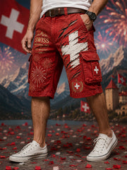 Herren-Utility-Shorts mit nationalem Motivdruck