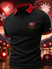 Herren-Poloshirt mit kurzen Ärmeln und Aufdruck zum Nationalfeiertag