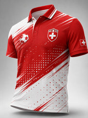 Herren-Poloshirt mit kurzen Ärmeln und Fußballmotiv