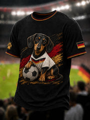 Herren Dackel und Fußball Print T-Shirt