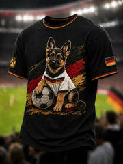 Männer Deutscher Schäferhund und Fußball Print T-Shirt
