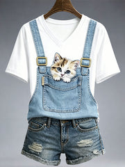Frauen schöne Katze T-Shirt