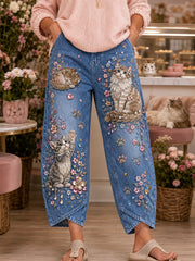 Damen-Retro-Jeans mit Animal-Print im lässigen Stil