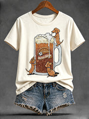 Frauen Deutsches Bier Fußball-Print Casual T-Shirt
