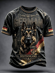 Herren Schwarzer Deutscher Schäferhund Print Casual T-Shirt