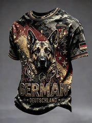 Herren Schäferhund Retro Camouflage Print Freizeit T-Shirt