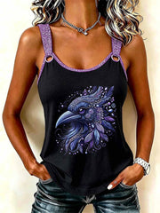Damen-Vintage-Camisole-Top mit Krähenmuster