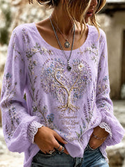Frauen-Alzheimer-Thema "Remember With Love" Blumen druck Lässiges Baumwoll-Leinen-Shirt