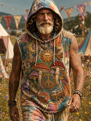 Herren-Hoodie-Weste im Hippie-Soul-Stil
