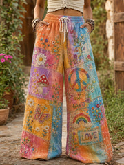 Frauen-Hippie-Soul-Kunstdruck-Bequeme hochelastische Schlaghosen