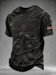 Herren-T-Shirt im Vintage-Stil mit Motorrad- und Biker-Motiv, deutschsprachig