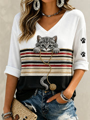 Damen-Retro-Top mit Animal-Print im lässigen Stil