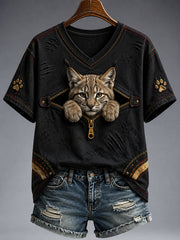 Damen-Retro-Top mit Animal-Print im lässigen Stil
