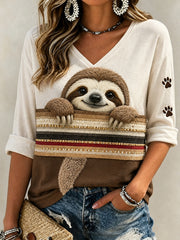 Damen-Retro-Top mit Animal-Print im lässigen Stil