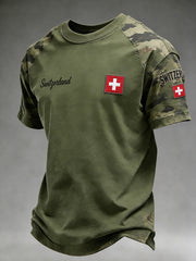 Herren-Kurzarm-Top mit Vintage-Militär-Tarnmuster