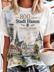 Damen-T-Shirt mit Aufdruck „800 Jahre Stadt Hamm seit 1226“