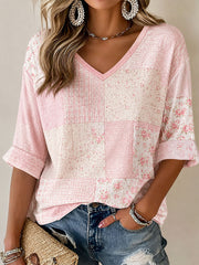 Damen-T-Shirt in Pink mit floralem Print – lässig