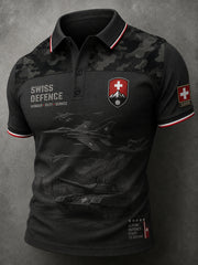 Herren-Poloshirt mit kurzen Ärmeln und Camouflage-Print im Militärstil