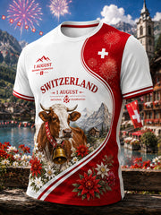 Grafisches Kurzarm-T-Shirt zur Feier des Nationalfeiertags der Männer