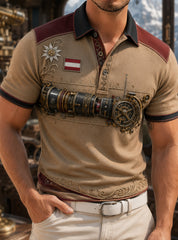 Herren-Poloshirt mit Kunstdruck des österreichischen Präzisionsinstrument-Elements