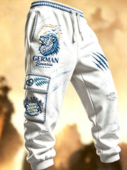 Weiße, bayerisch inspirierte Ripped-Casual-Sporthose für Herren mit Graffiti-Print