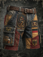 Retro deutscher Bierpolizei-Hund Patchwork Freizeit-Arbeits-Shorts