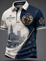 Retro-deutsches Bier-Polizeihund-Lässiges Poloshirt