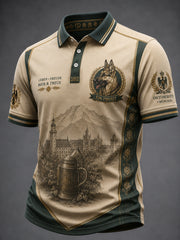 Retro-deutsches Bier-Polizei-Hundepatchwork Freizeit-Poloshirt