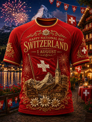 Männer National Day Grafik druck Raglan Kurzarm T-Shirt