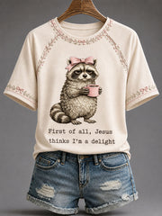 Lustiges Freizeit-T-Shirt für Damen mit Waschbär-Print