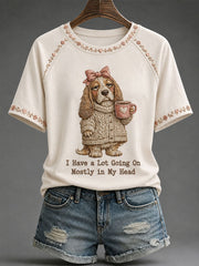 Frauen Lustiges Hunde druck lässig T-Shirt