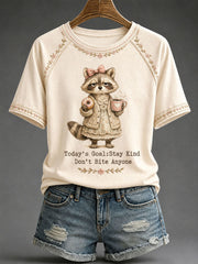Lustiges Freizeit-T-Shirt für Damen mit Waschbär-Print