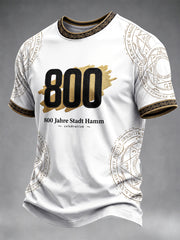 Herren weißes deutsches Hamm 800-Jahr-Jubiläum Gedenk bedrucktes lässiges T-Shirt