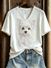 Kurzarm-T-Shirt mit Kunstdruck für Damen, reizend Yorkshire Terrier, Hundes pitze