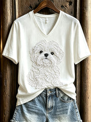 Damen hübsches Shih Tzu Hundes pitze Kurzarm T-Shirt mit Kunstdruck