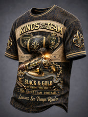Men’s Vintage New Orleans Saints Football 3D Patchwork Print Casual T-shirt