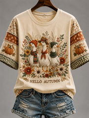 Damen-Herbst-T-Shirt mit kurzen Ärmeln