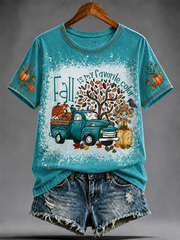 Damen-Herbst-T-Shirt mit Druck und kurzen Ärmeln