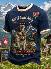 Grafisches Kurzarm-T-Shirt zur Feier des Nationalfeiertags der Männer
